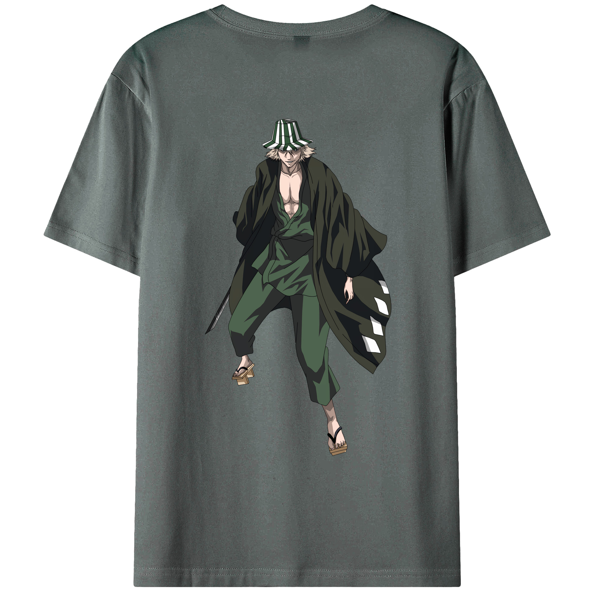 （画像用） "ブリーチ 浦原 喜助（うらはら きすけ） BLEACH Urahara Kisuke " 綿100％ メンズ半袖Tシャツ（バックプリント） 通気性